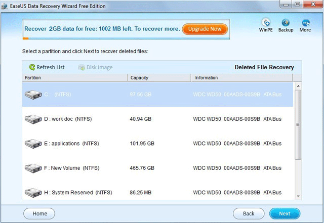 EaseUS Data Recovery Wizard Free Edition