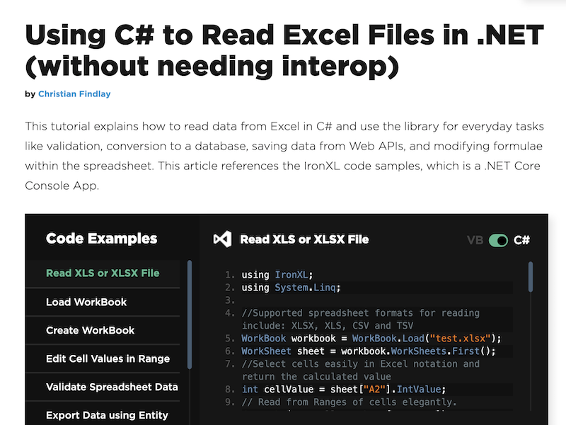 C# Read Excel File