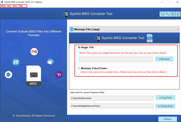 SysInfo MSG to EML Converter