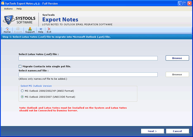 Export from Lotus Notes to PST