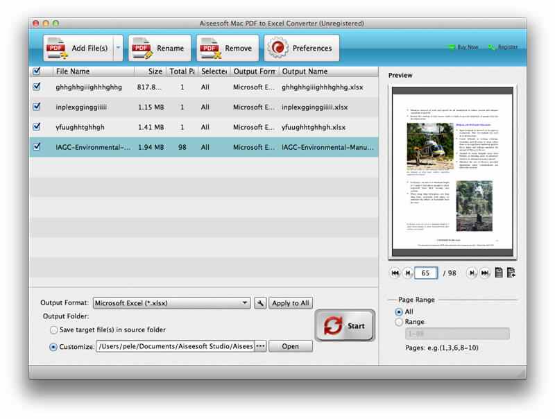 Aiseesoft Mac PDF to Excel Converter