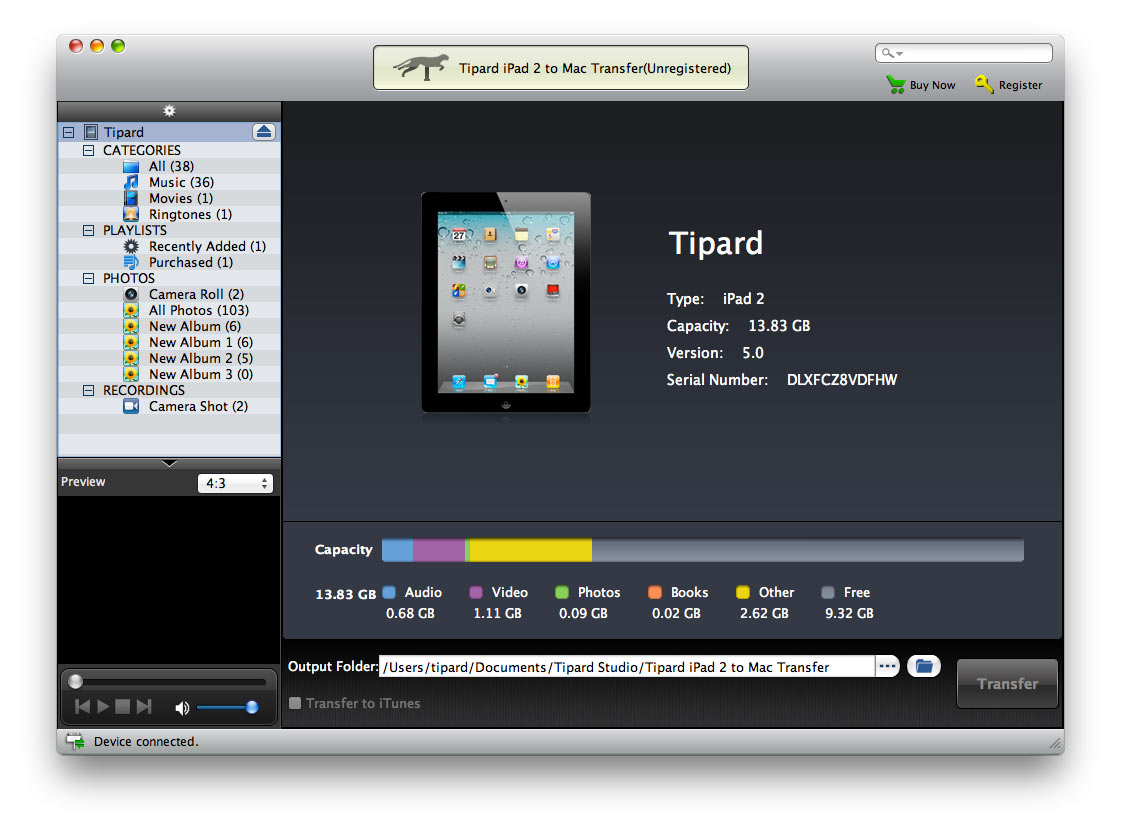 Tipard iPad 2 to Mac Transfer