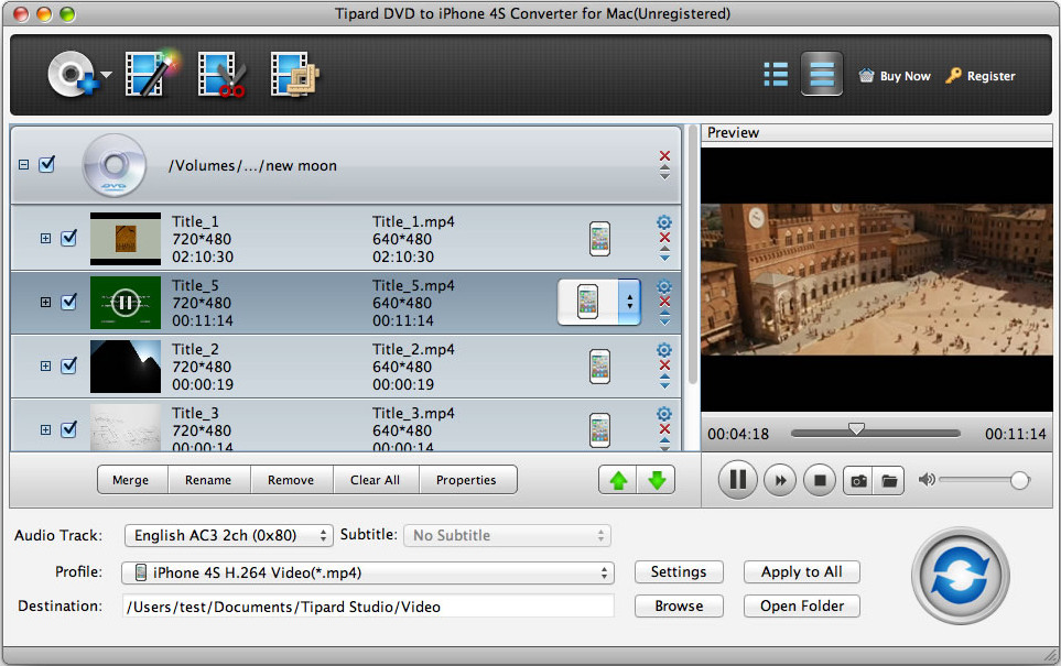 Tipard Mac DVD to iPhone 4S Converter