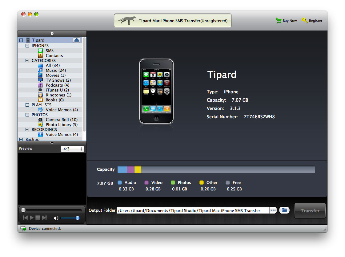 Tipard Mac iPhone SMS Transfer