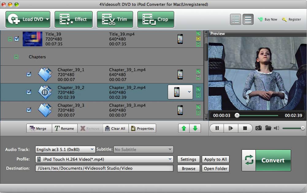 4Videosoft DVD to iPod Converter for Mac