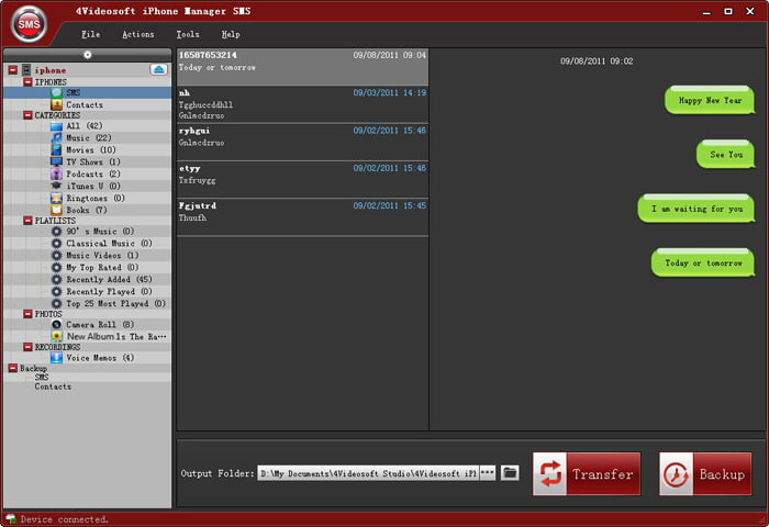 4Videosoft iPhone Manager SMS