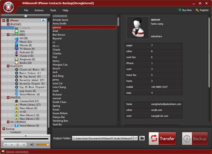 4Videosoft iPhone Contacts Backup