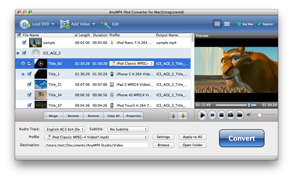 AnyMP4 iPod Converter for Mac