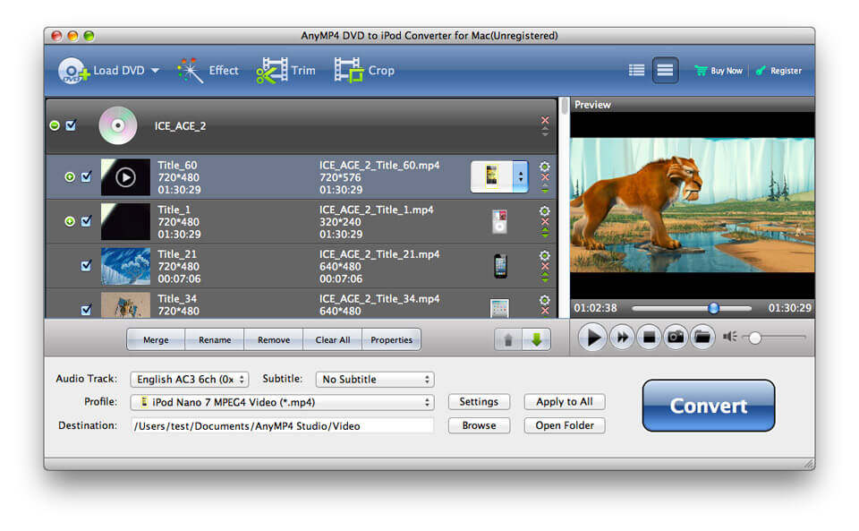 AnyMP4 DVD to iPod Converter for Mac