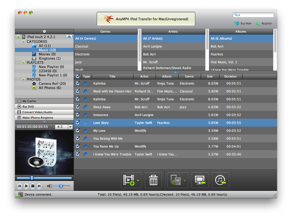 AnyMP4 iPod Transfer for Mac