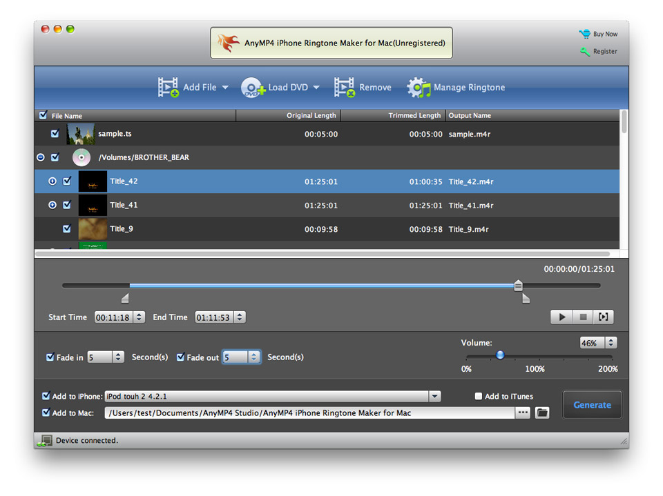 AnyMP4 iPhone Ringtone Maker for Mac