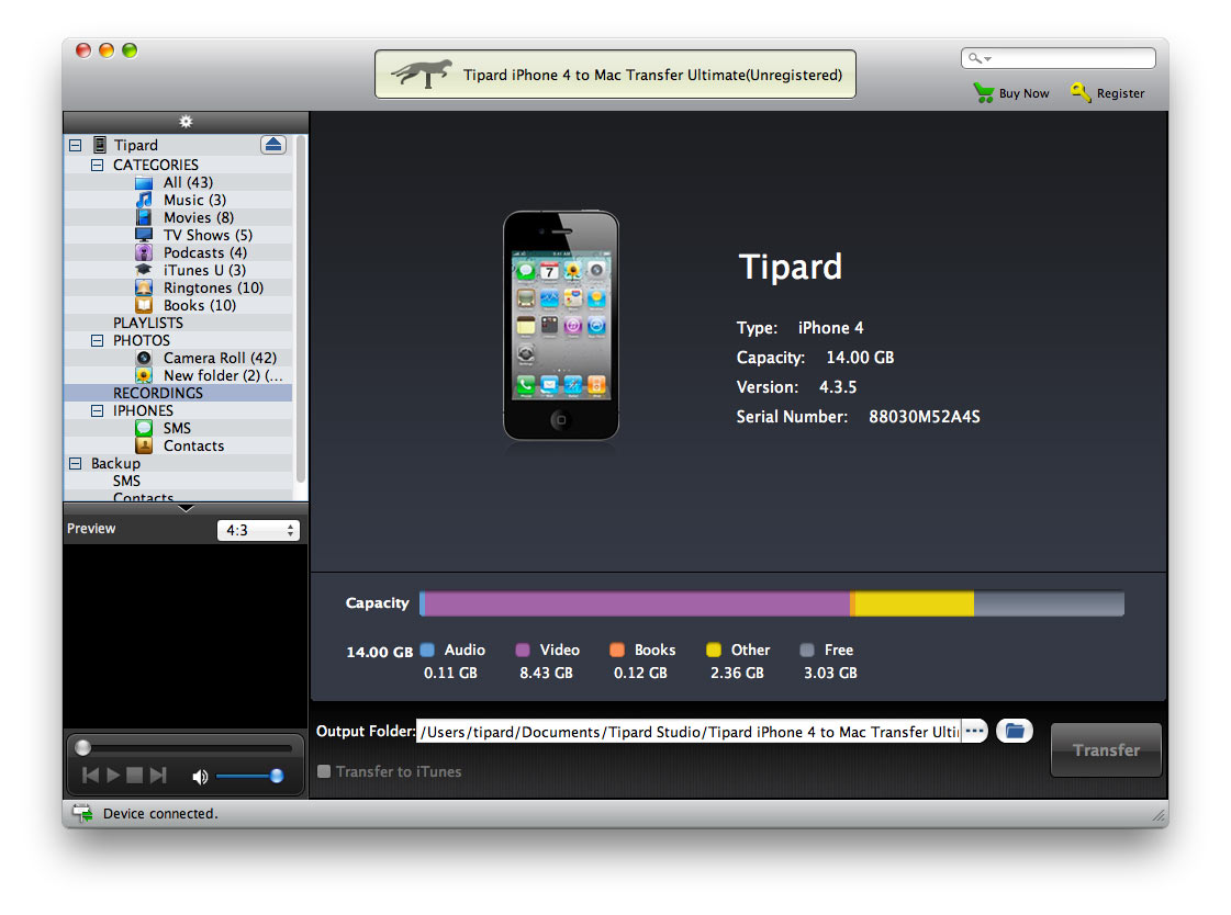 Tipard iPhone 4 to Mac Transfer Ultimate