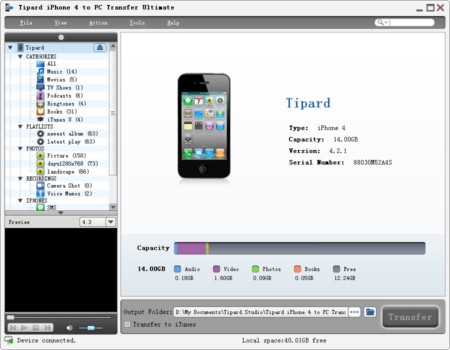 Tipard iPhone 4 to PC Transfer Ultimate