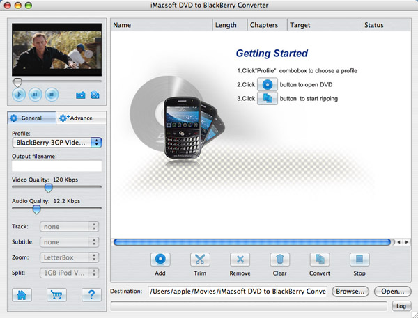 iMacsoft DVD to BlackBerry Converter for Mac