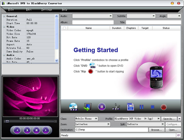 iMacsoft DVD to BlackBerry Converter