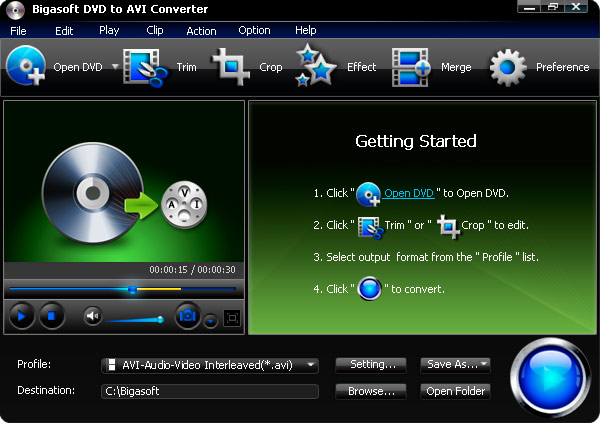 Bigasoft DVD to AVI Converter