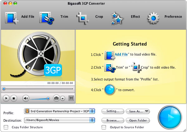 Bigasoft 3GP Converter for Mac