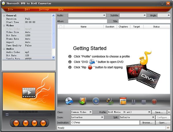 3herosoft DVD to DivX Converter