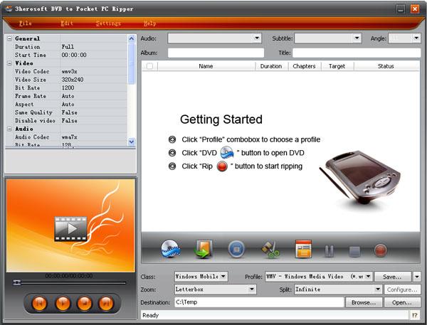 3herosoft DVD to Pocket PC Ripper