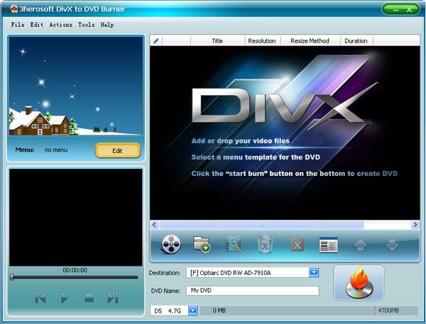 3herosoft DivX to DVD Burner