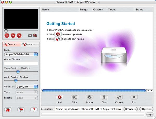 3herosoft DVD to Apple TV Converter for Mac