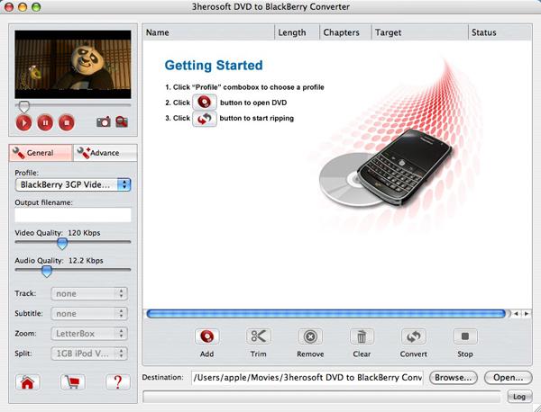 3herosoft DVD to BlackBerry Converter for Mac