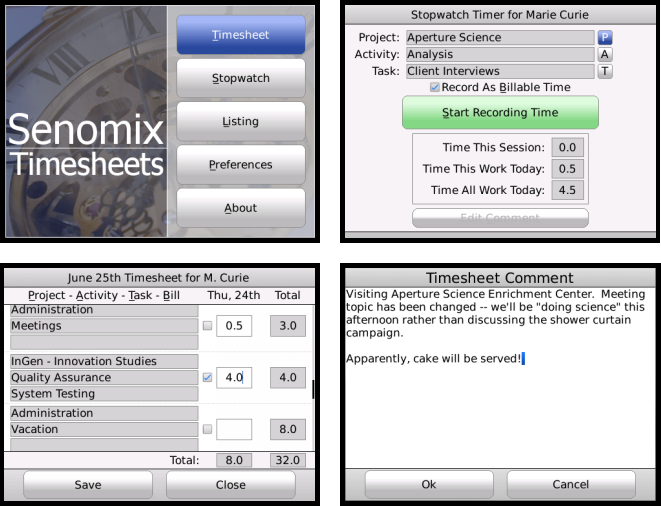 Senomix Timesheets for BlackBerry