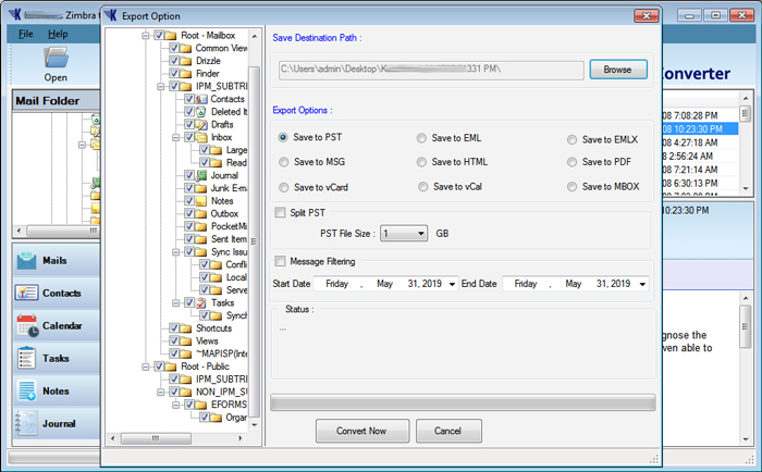 Zimbra TGZ to PST Converter