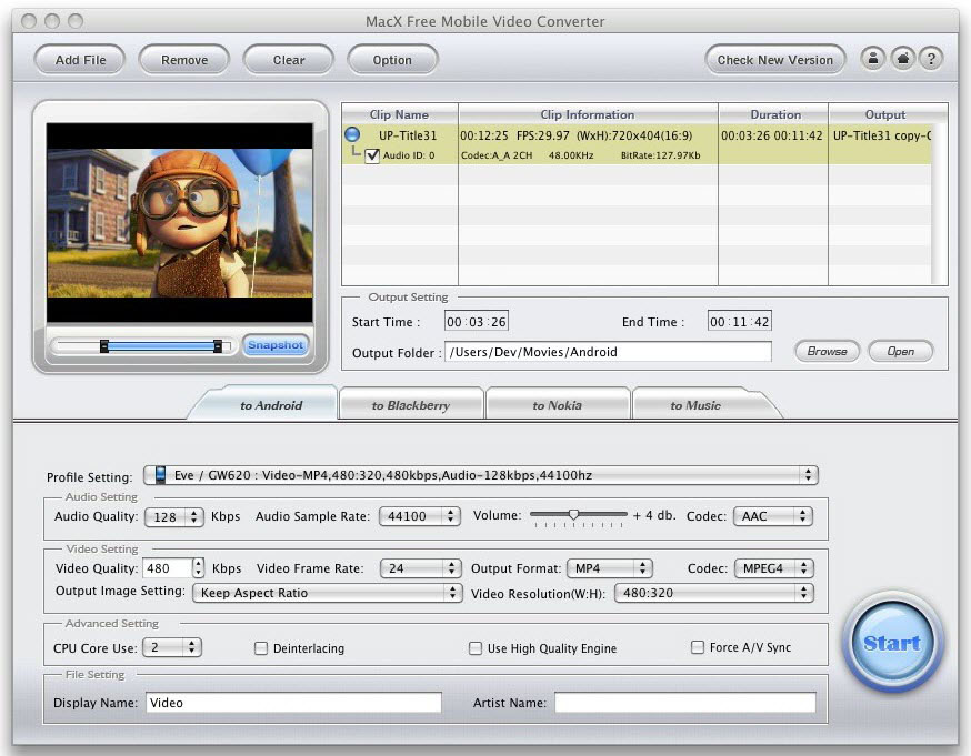 MacX Free Mobile Video Converter