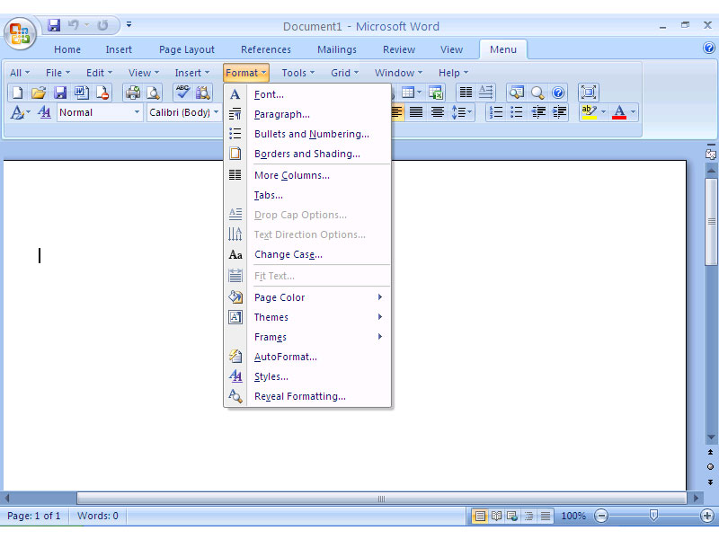 Classic Menu for Office 2007