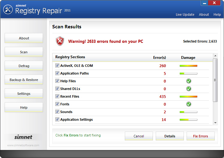 Simnet Registry Repair 2011 Tool