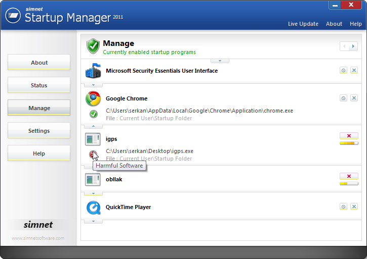 Simnet Startup Manager 2011 Tool