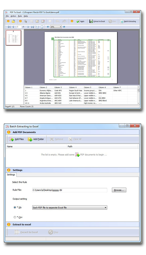 Simple PDF to Excel