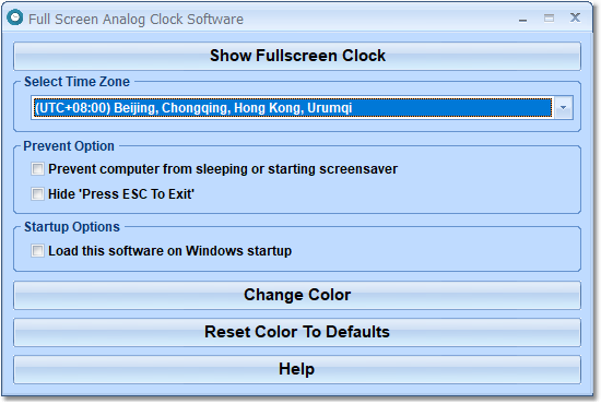 Full Screen Analog Clock Software