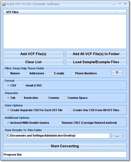 vCard VCF To CSV Converter Software