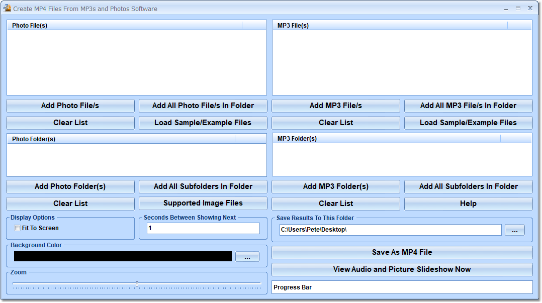 Create MP4 Files From MP3 and Photos Software