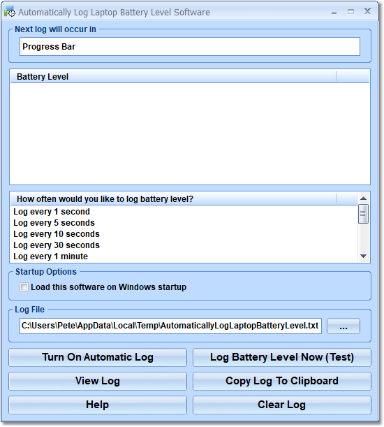 Automatically Log Laptop Battery Level Software