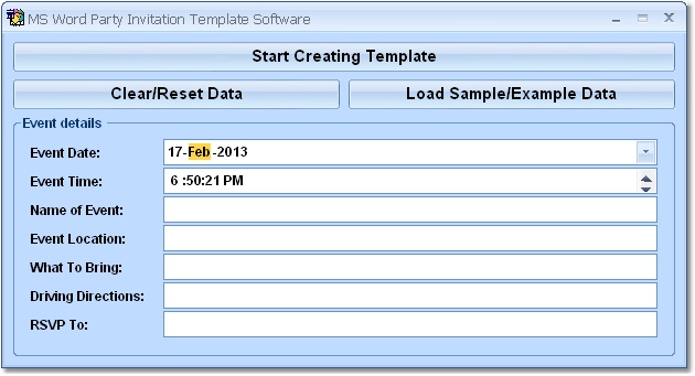 MS Word Party Invitation Template Software