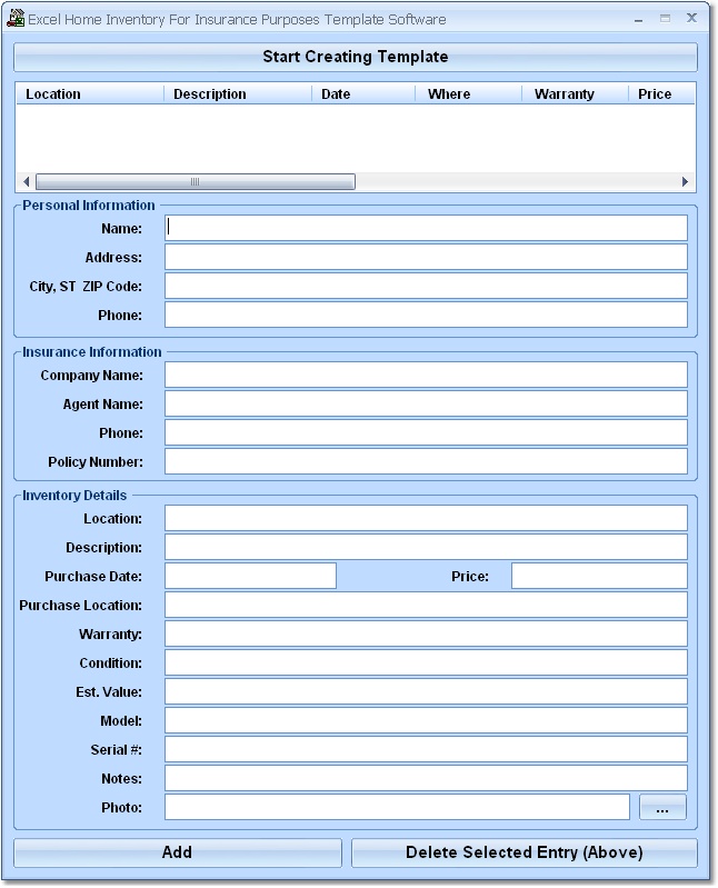 Excel Home Inventory For Insurance Purposes Templa