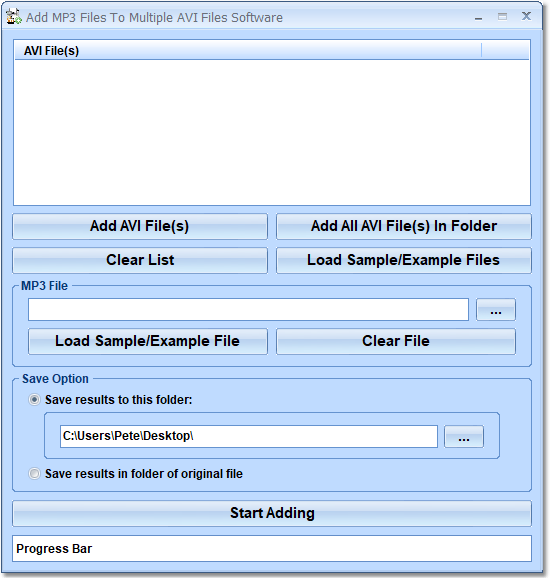 Add MP3 Files To Multiple AVI Files Software