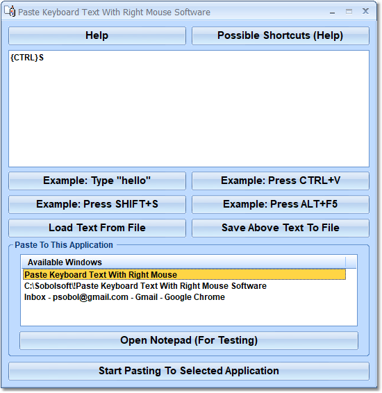 Paste Keyboard Text With Right Mouse Software