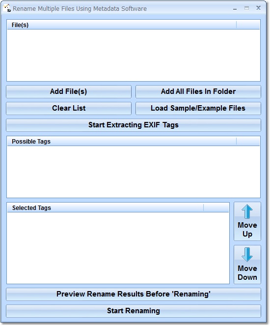 Rename Multiple Files Using EXIF Metadata Tags Sof