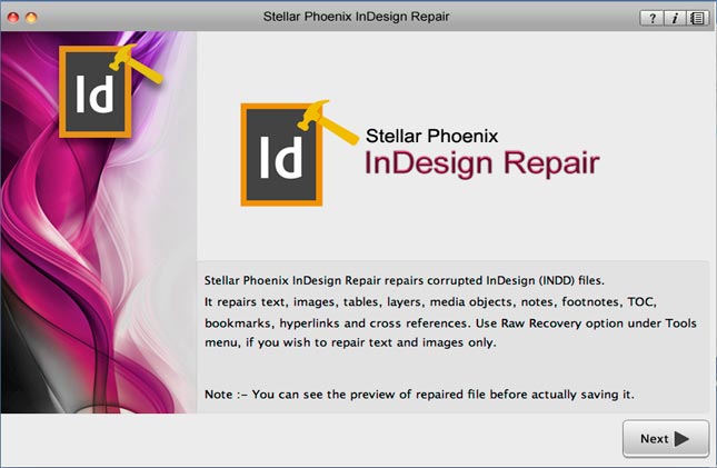 Stellar Phoenix InDesign Repair