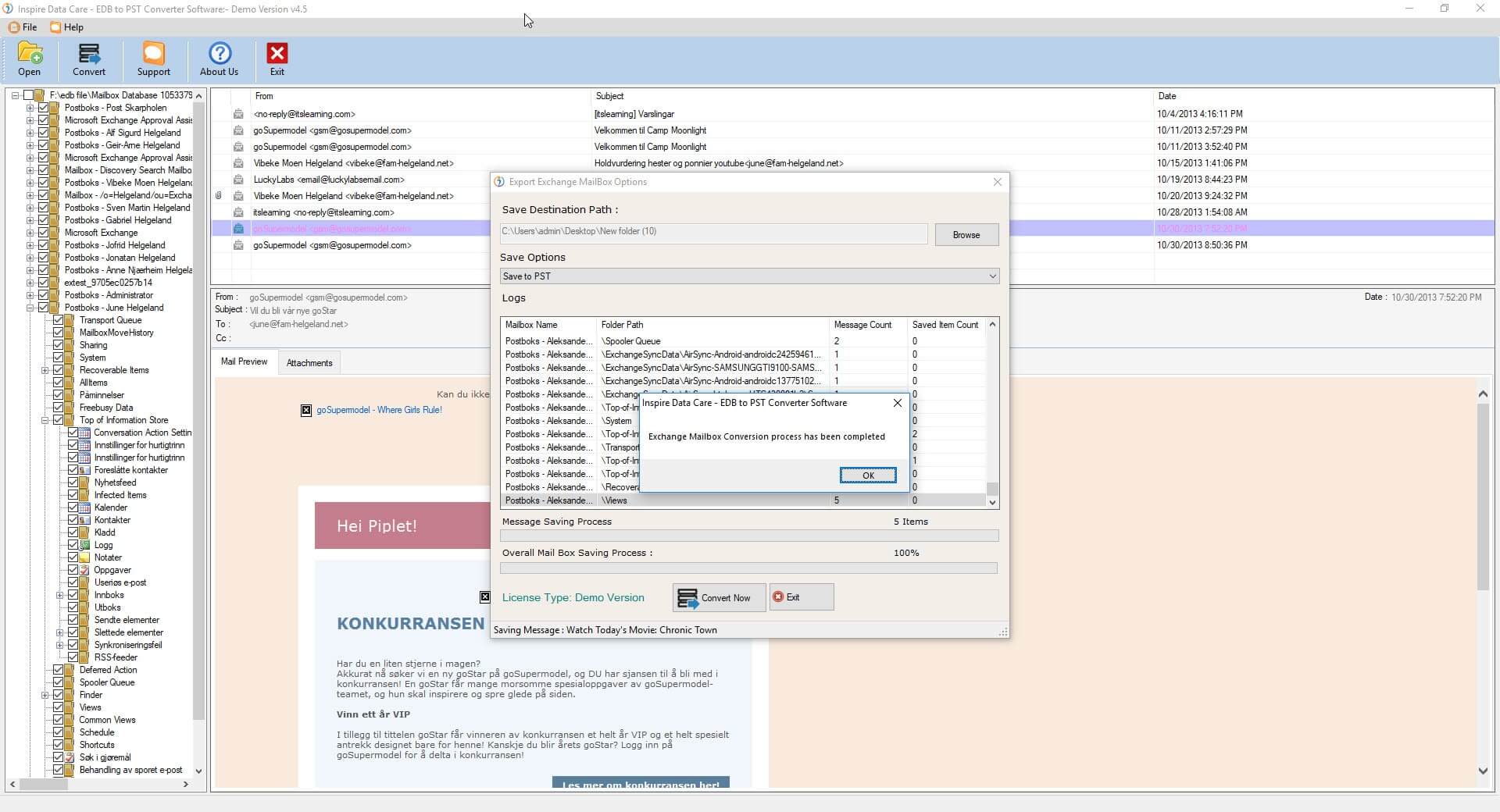 Inspire Exchange EDB TO PST Converter