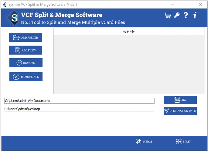 Sysinfo VCF Split & Merge Software