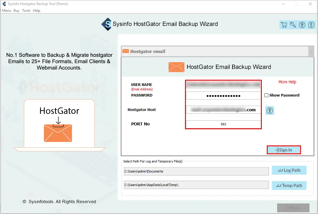 Sysinfo HostGator Backup Tool