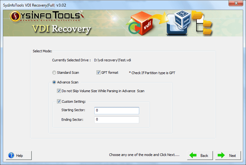 SysInfo VDI File Recovery Software