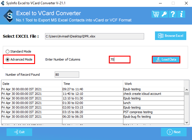 Sysinfo Excel to vCard Converter