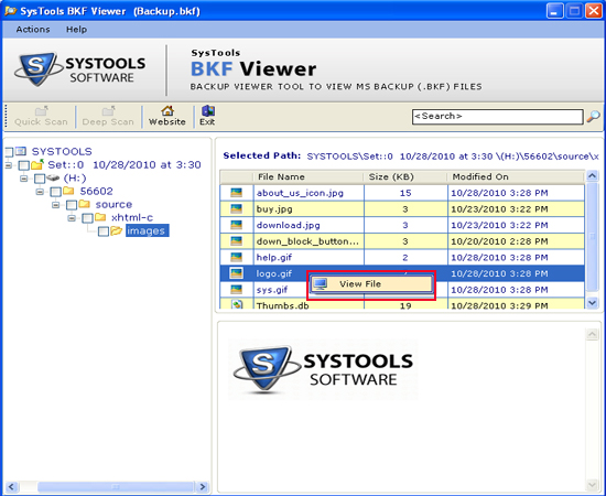 View Contents of Backup File