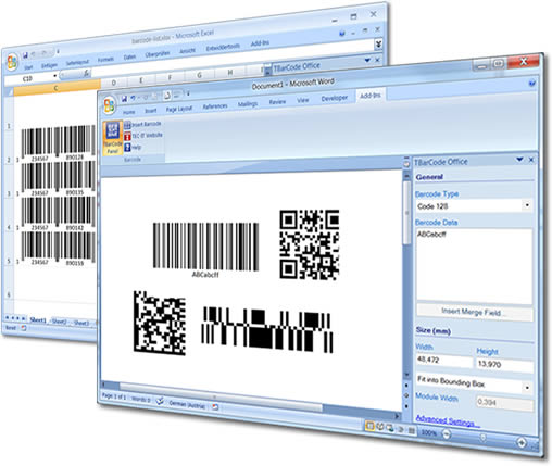 Barcode Word/Excel Add-In TBarCode Office